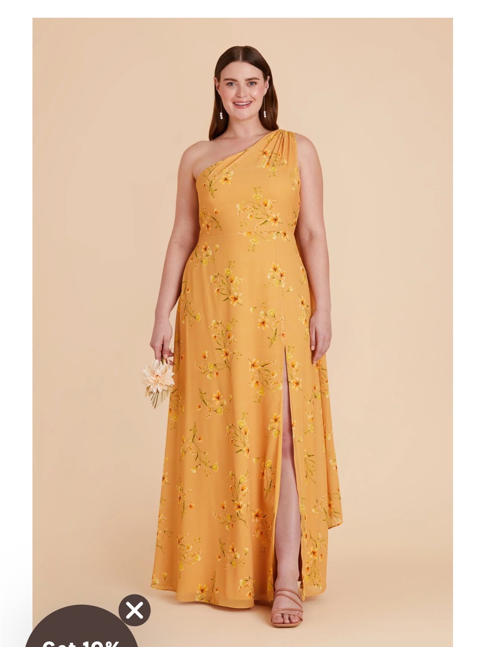 Birdy Grey One-Shoulder Mustard Floral Maxi Dress
